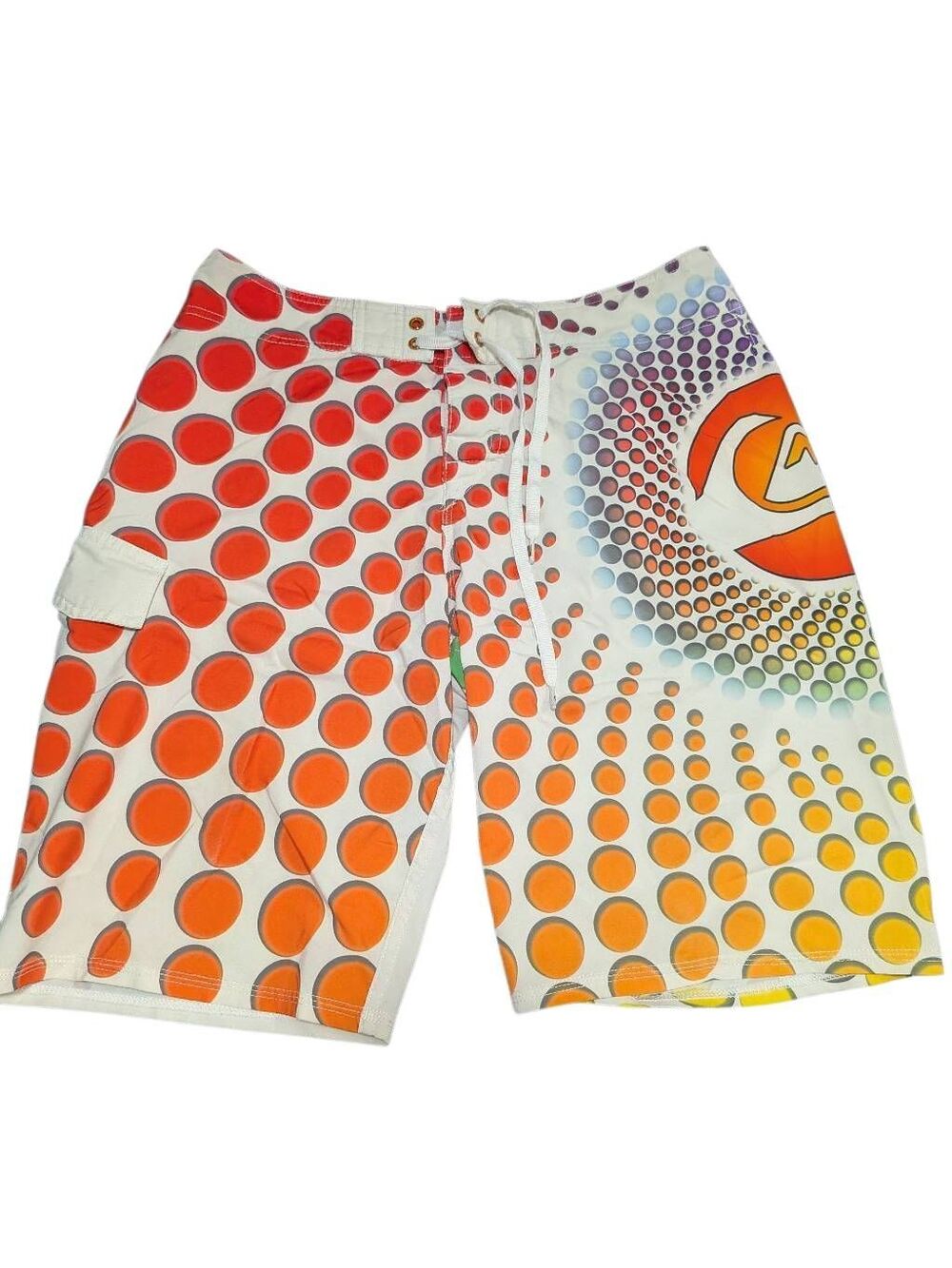Vintage Quiksilver Board Shorts Red & Orange Dot-gradient Pattern with Quiksilve